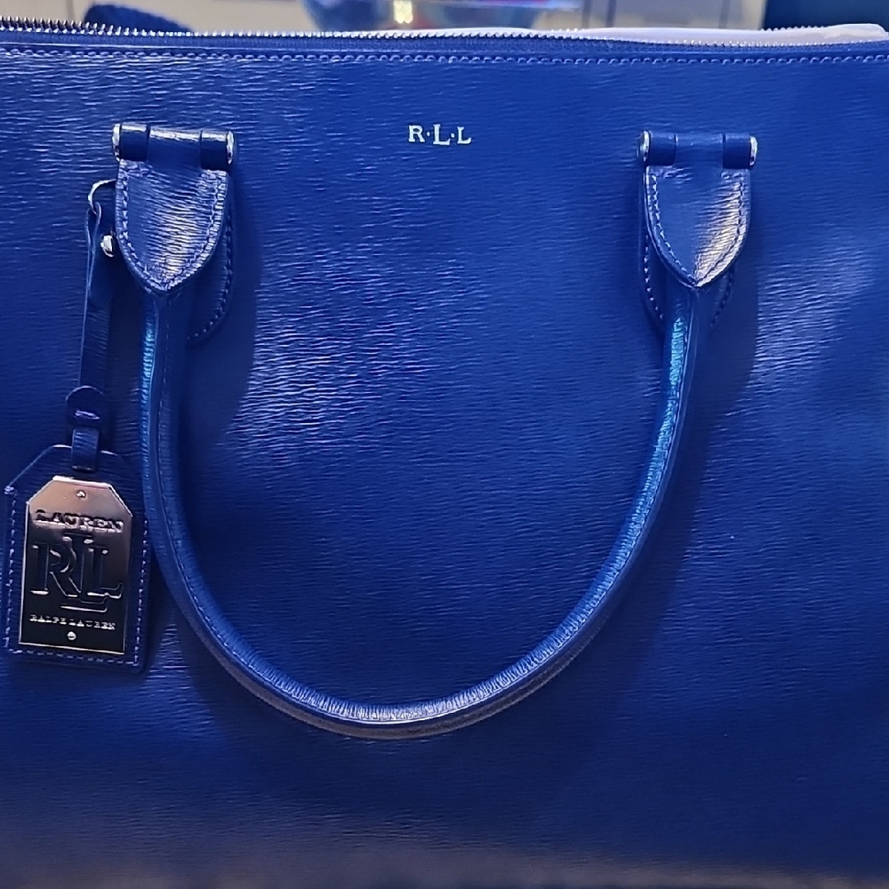 Lauren Ralph Lauren Blue Leather Tote Bag